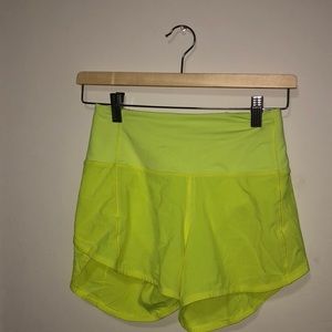 High waisted Lululemon shorts neon yellow size 2